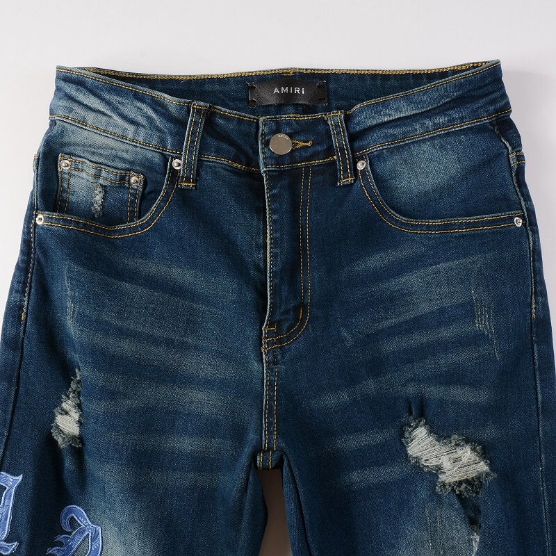AMIRI Jeans #838 – Slim Fit Distressed Denim