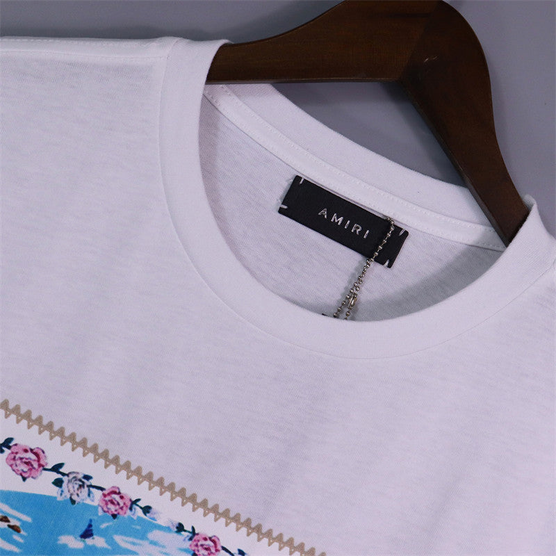 AMIRI Eden Rock Logo-Print Cotton Jersey T-Shirt | White & Black