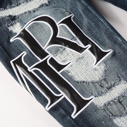 AMIRI Slim Fit Patchwork Distressed Jeans #1324