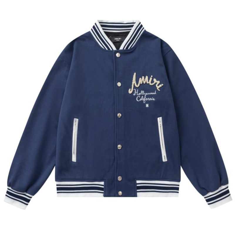 AMIRI Hollywood Bomber Jacket – Blue & Black Wool Blend