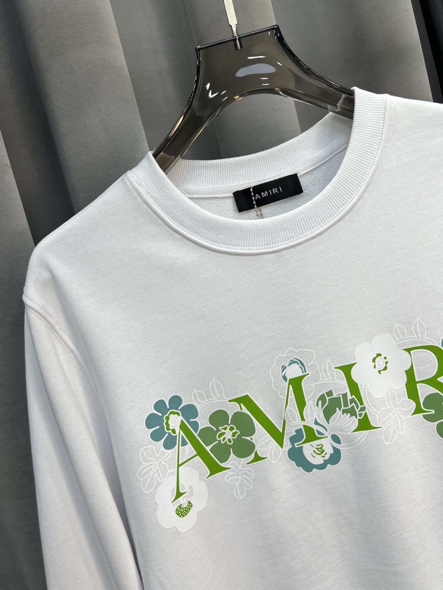 AMIRI Floral & Letter Logo Print Crewneck Sweatshirt
