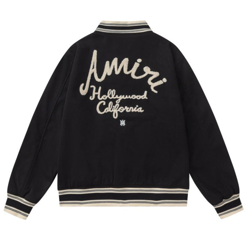 AMIRI Hollywood Bomber Jacket – Blue & Black Wool Blend