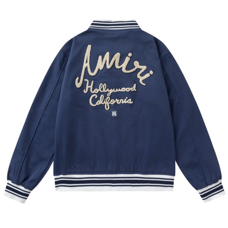 AMIRI Hollywood Bomber Jacket – Blue & Black Wool Blend
