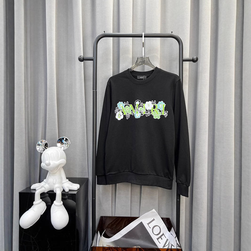 AMIRI Floral & Letter Logo Print Crewneck Sweatshirt