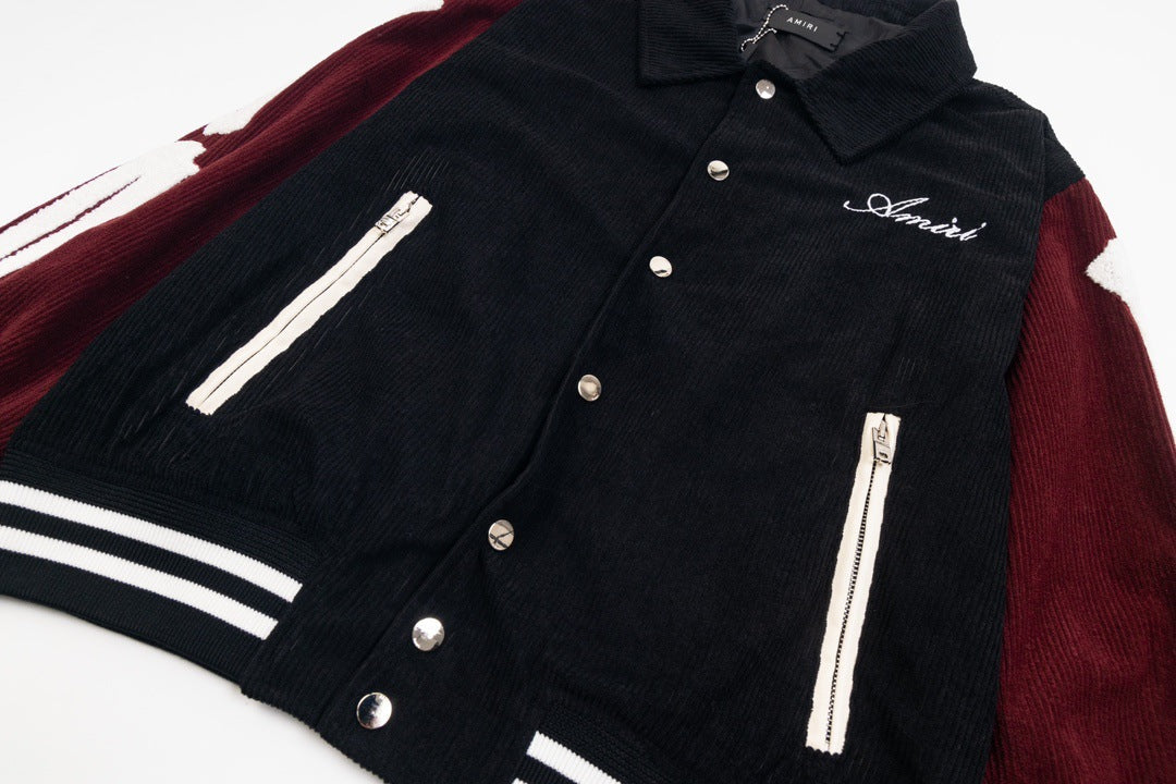 AMIRI Corduroy Bones Varsity Jacket – Black