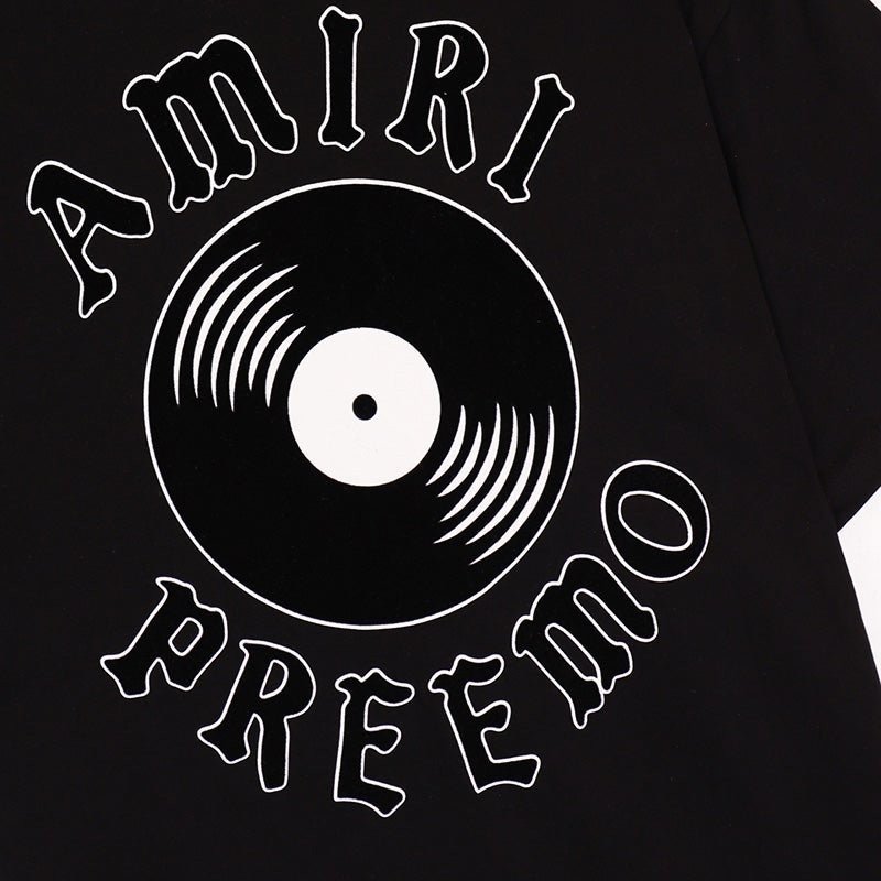AMIRI Preemo Record Logo Print Cotton Jersey T-Shirt