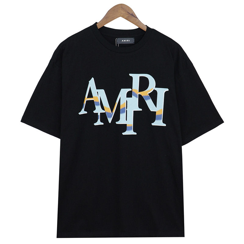 AMIRI Staggered Logo-Print Cotton Jersey T-Shirt | Black, Yellow & White