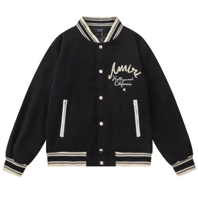 AMIRI Hollywood Bomber Jacket – Blue & Black Wool Blend