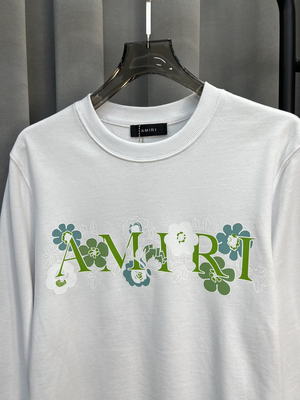 AMIRI Floral & Letter Logo Print Crewneck Sweatshirt