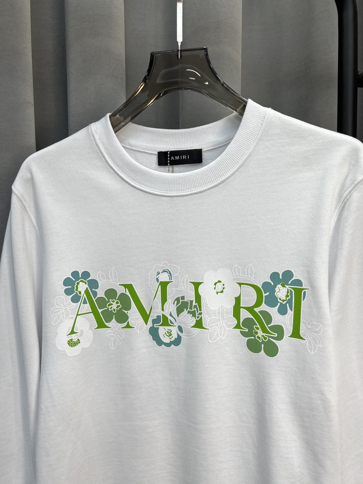 AMIRI Floral & Letter Logo Print Crewneck Sweatshirt