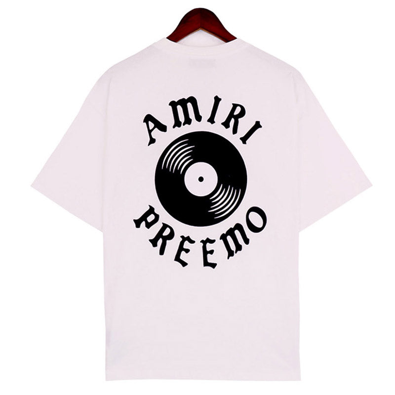 AMIRI Preemo Record Logo Print Cotton Jersey T-Shirt