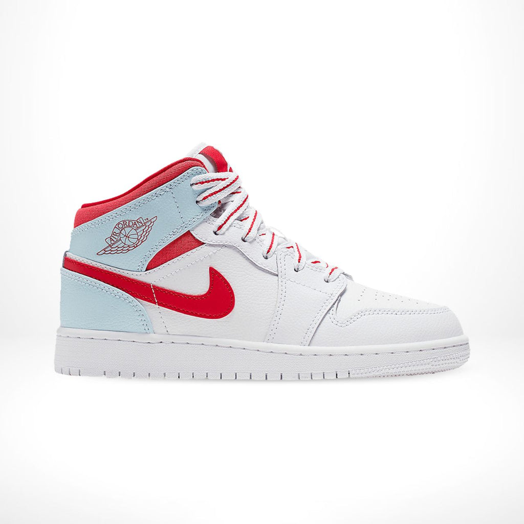 Air Jordan 1 Mid Topaz Mist White Mint Red