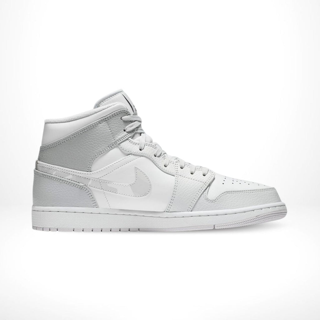 Air Jordan 1 Mid Swoosh Logo Grey Camo White