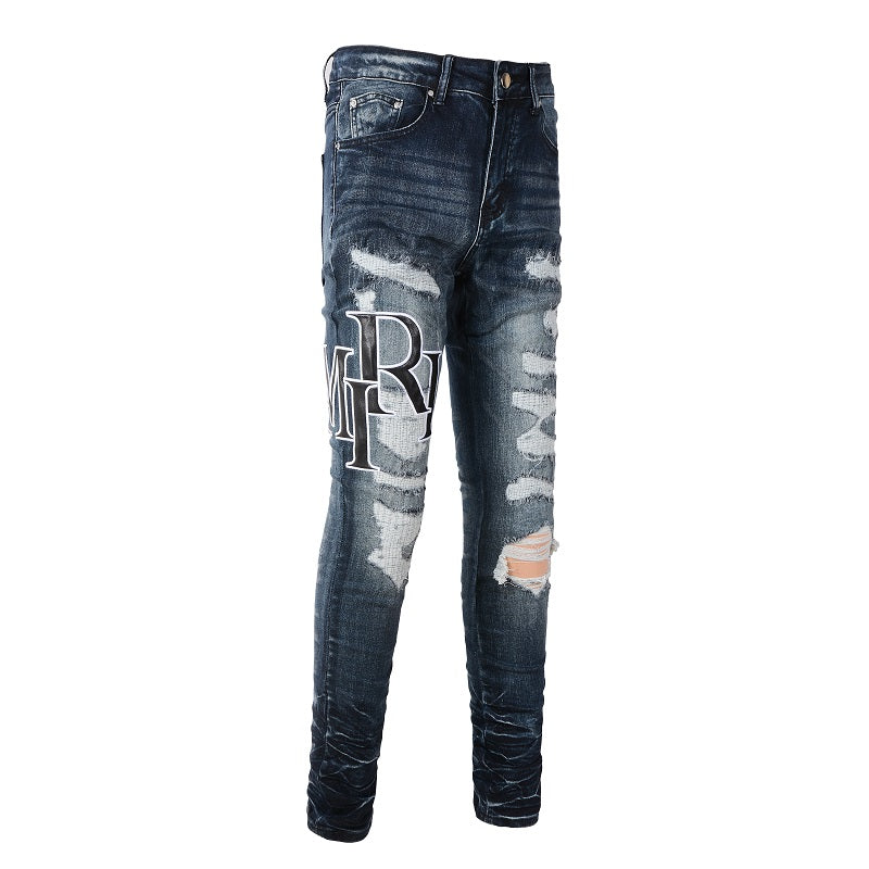 AMIRI Slim Fit Patchwork Distressed Jeans #1324