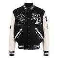 AMIRI Appliquéd Embroidered Varsity Bomber Jacket – Black/Grey Wool Blend