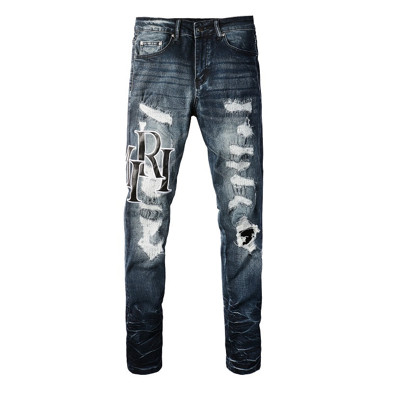 AMIRI Slim Fit Patchwork Distressed Jeans #1324