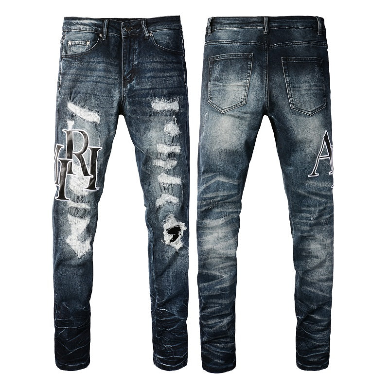 AMIRI Slim Fit Patchwork Distressed Jeans #1324
