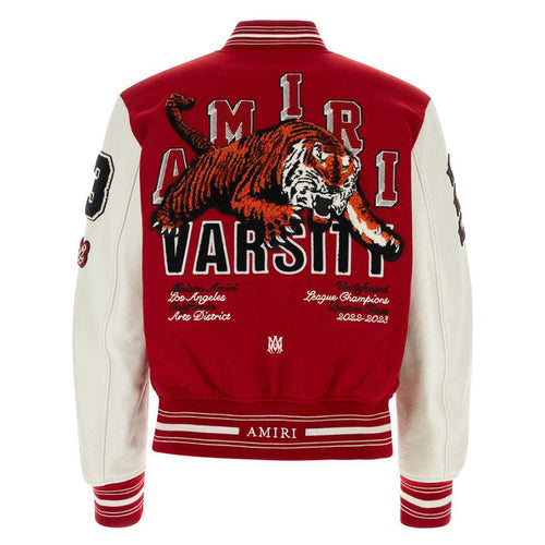 AMIRI Appliquéd Embroidered Varsity Jacket – Leather Sleeves
