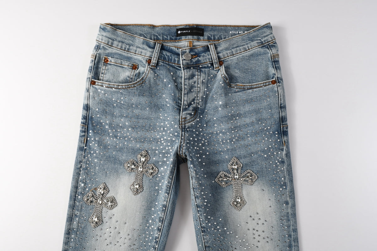 Purple Brand Crystal Diamond Jeans #9132